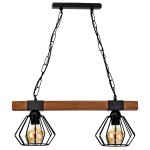Lampa wisząca ULF BLACK/WOOD 2xE27 60W MILAGRO                          