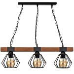 Lampa wisząca ULF BLACK/WOOD 3xE27 60W MILAGRO           